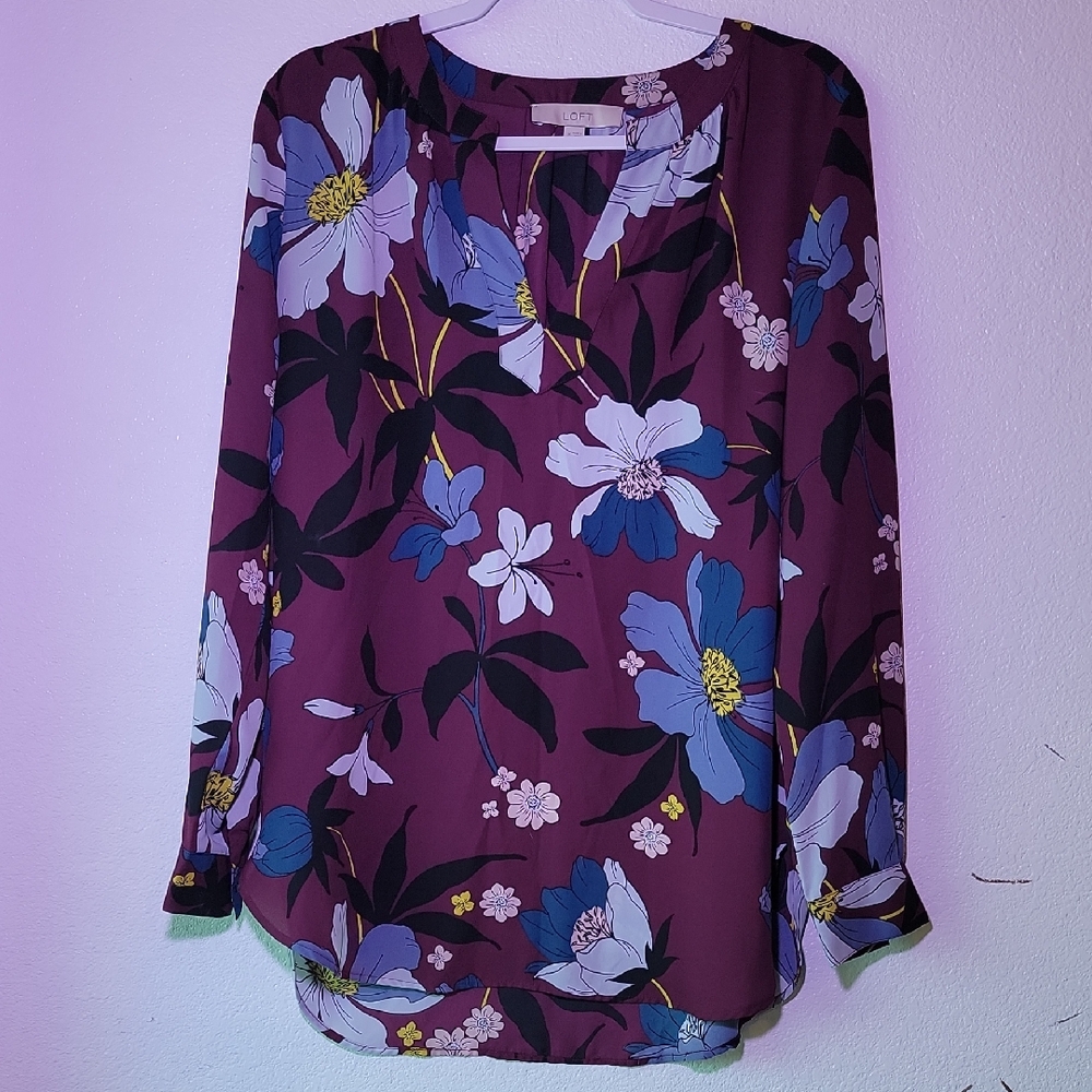LOFT Purple Floral Blouse